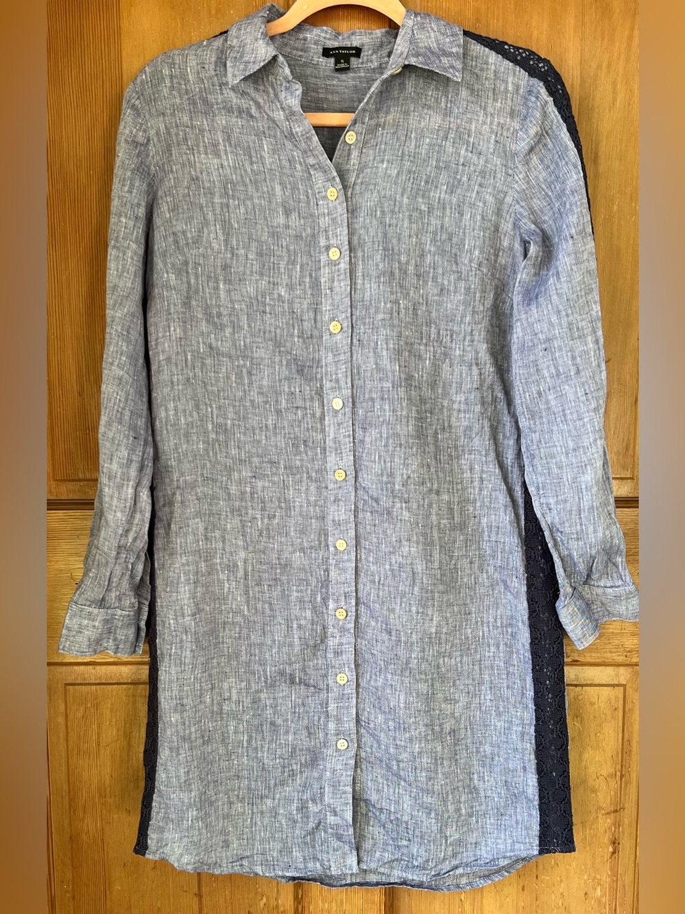 Ann Taylor Linen Button Front Dress S